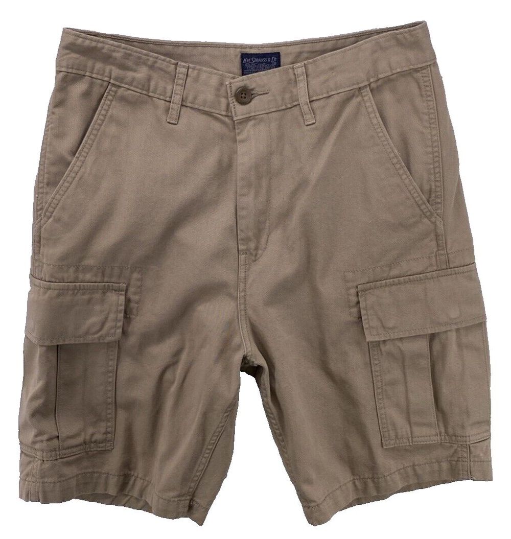 Levis Men Cargo Shorts Size 30 Khaki Tan Brown Cotton Utility Loose Fit Gorpcore